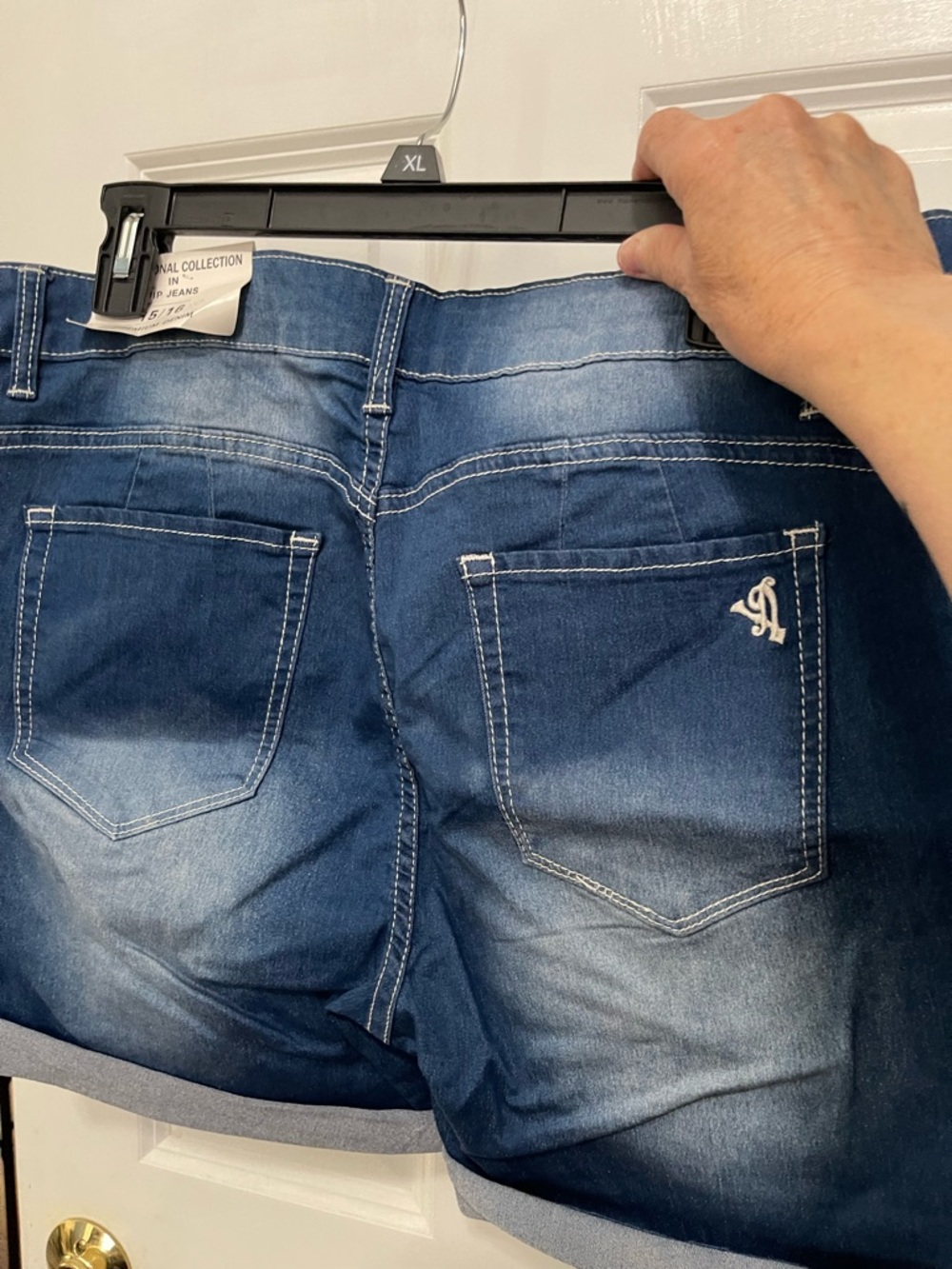 VIP Women's Dark Blue Denim Rolled-Hem Shorts - Picture 2 of 3